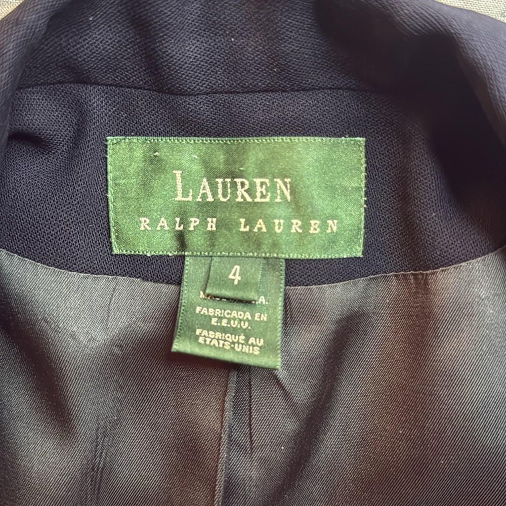 Vintage Lauren Ralph Lauren Navy Wool Blazer Crest Logo Designer Crown 4 *READ* - Picture 16 of 16